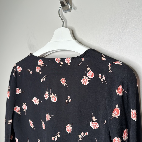 Brandy Melville John Galt Black Floral Coco Wrap Blouse - Picture 11 of 13